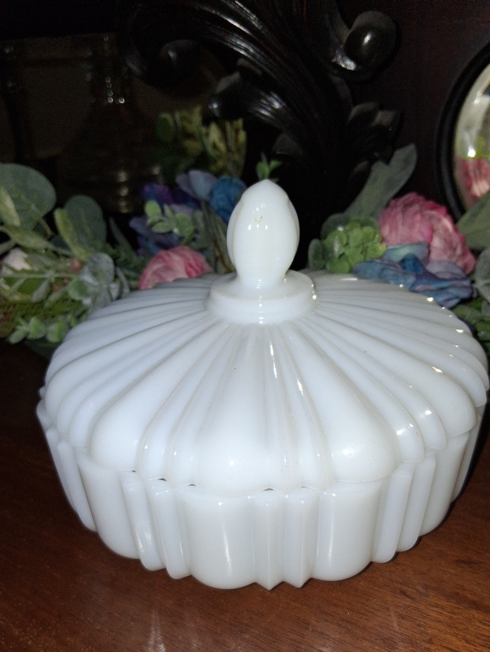 Vintage 'Old Cafe' Milk Glass Candy/Trinket Dish from Anchor Hocking